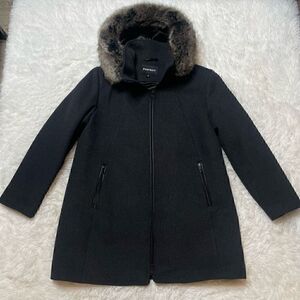 Portrait Winter Coat Jacket Wool Blend Fur Hoodie Size 16 Womens Lined NEW